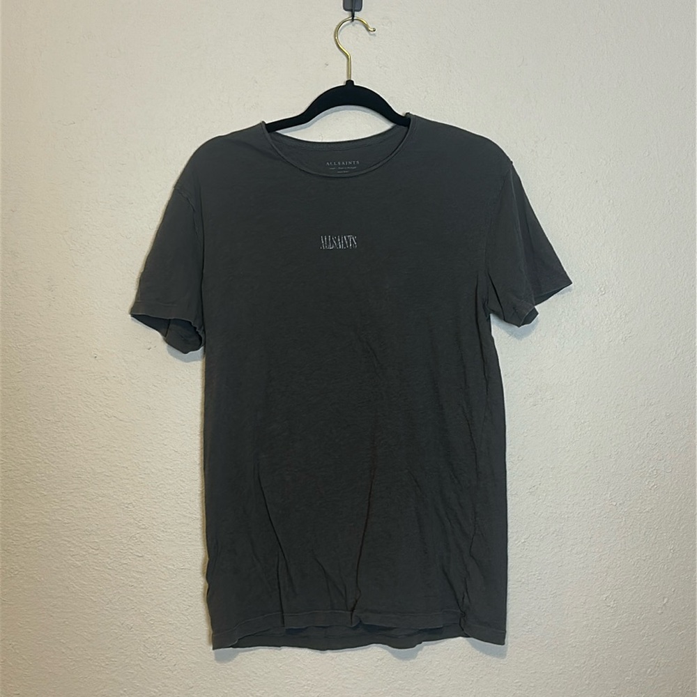 All saints State Figure Logo Raw‎ Edge Crew T-shirt Men Short Sleeve Size Small